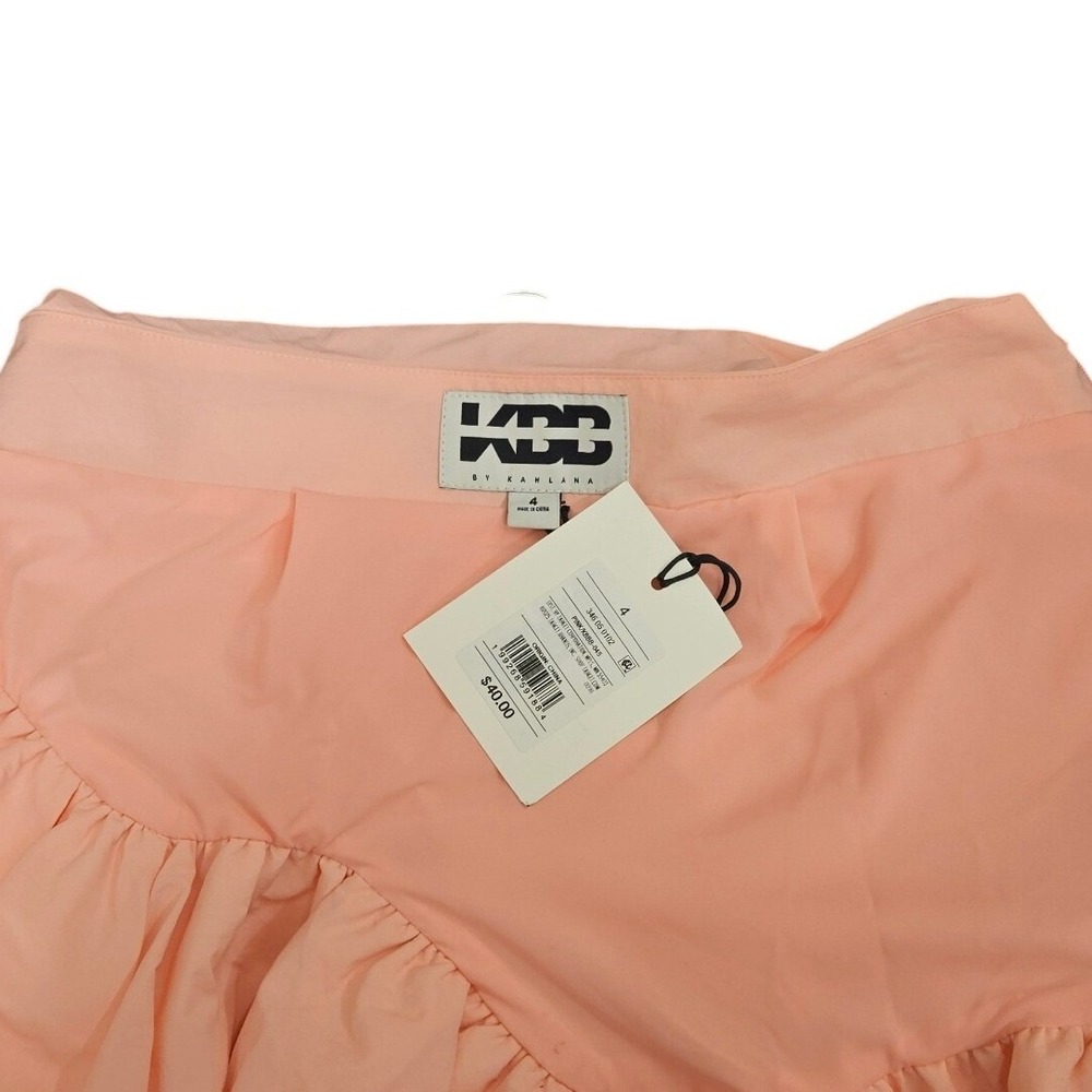 KDD by Kahlana Mini Skirt Womens 4 Pink New Asymmetrical Bubble Hem Ruched - Picture 2 of 2